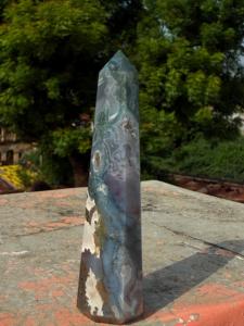 Torre de Ágata Musgosa Natural, Cristal Pulido, Obelisco, Piedra Curativa, Decoración para el Hogar, Oficina, Meditación, Regalo - Product Image 3