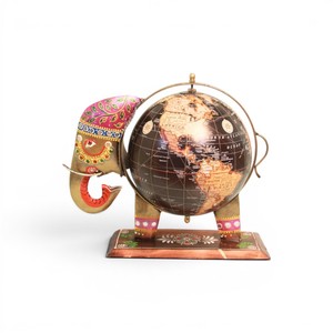 Handcrafted Iron <b>Elephant</b> Table Globe | Decorative World Globe Showpiece for Home & Office <b>Decor</b> - Product Image 1