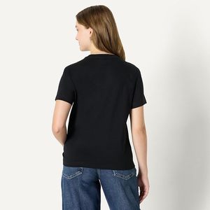 T-shirt à manches courtes col rond noir pour femme, coupe classique, 100% coton jersey, couleur unie, respirant, toutes saisons - Product Image 3