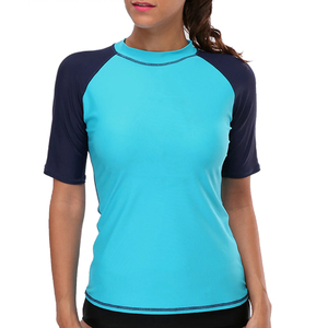 Camiseta de compresión de manga corta para mujer, atlética, para natación, entrenamiento, deportes acuáticos, tela flexible, diseño duradero - Product Image 5