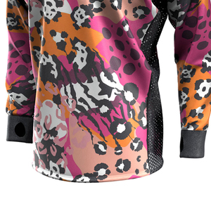 Maillot de paintball unisexe à manches longues, impression par sublimation, rose, orange, noir, motif léopard, pour tir en extérieur - Product Image 3