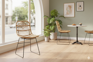 Chaise de salle à manger Simora moderne avec structure métallique pour la maison, le bureau, le bar à domicile, l'extérieur - élégante, artisanale, confortable - Product Image 2