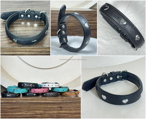Collar de adiestramiento para perros de cuero genuino resistente de la marca Western, con diseño de corazón metálico, personalizado y duradero, accesorios para mascotas. - Product Image 3