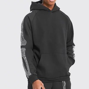 Neuer schwarzer Herren-Trainingsanzug mit Kapuze, Sweatshirt mit Knochen-Print und Jogginghose, Streetwear, Freizeitkleidung, Sportbekleidung, volle Länge, normale Passform - Product Image 2