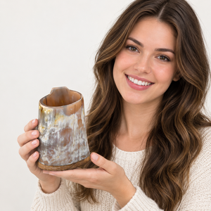 Mug à boire en corne de viking fait main sur mesure, couleur naturelle, gravure personnalisée, FAIZA CRAFT FC-8650 - Product Image 1