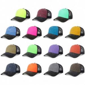 Casquette de sport rétro transfrontalière 5 panneaux pour hommes adultes, semi-mesh respirante, anti-UV, effet vieilli, polyester/coton, broderie 3D - Product Image 1
