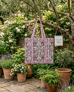 Le Souvenirs Sac fourre-tout en tissu de coton imprimé floral pour femme, avec fermeture éclair, poignées rayées vintage, léger, pour le voyage - Product Image 3