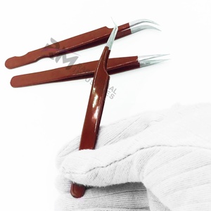 RMI <b>Top</b> Ranking Product Stainless Steel Eyelash Tweezers Smooth Silver Tip 90 Degree <b>Rose</b> Gold Powder Coated Color - Product Image 2