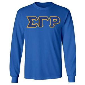 Camiseta de Manga Larga con Letras Blue Sigma Gamma Rho para Mujer, Camiseta Casual con Cuello Redondo para Hermandad Griega, Ropa Universitaria con Estampado Personalizado - Product Image 1