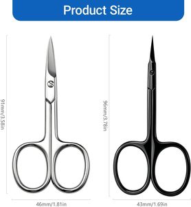 Tijeras para Cutículas de Primera Calidad, Multiusos, de Acero Inoxidable con Hojas Curvas - Tijeras de Manicura para Uñas, Cejas y Pestañas - Product Image 1