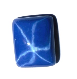 Zafiro Azul Estrella Rectangular de 10x12 mm, 8.5 Quilates, Creado en Laboratorio, Cabujón Pulido de 6 Rayos y 5 mm de Altura para Joyería - Product Image 2