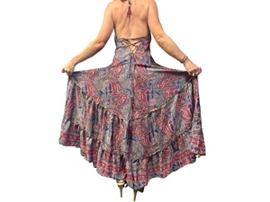 Robe Maxi Paisley de couleur bonbon bohème d'été pour femmes nouveau col en V sans manches Plus fabricants de vêtements de vacances romantiques - Product Image 4