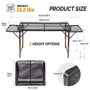 Tavolo da Picnic Portatile 4.7 FT con Altezza Regolabile, Gambe Quadrate in Alluminio, Pieghevole e Riponibile, per Palestra, Fattoria, Esterni, Parco, Hotel - Product Image 5