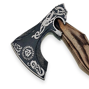 Hacha Vikinga Hecha a Mano de Grado Industrial con Funda de Cuero, Cabeza de Acero Inoxidable, Mango de Madera Personalizable, Herramienta para Camping - Product Image 4