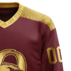 Camiseta Deportiva de Hockey sobre Hielo Sublimada en Color Marrón Dorado para Hombre, Cuello en V, Manga Larga, de Poliéster, para Entrenamiento y Partidos - Product Image 4