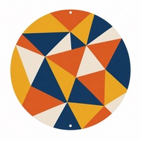 Panneau mural rond en aluminium, art mural abstrait bohème, 20 cm (8 pouces), peinture métallique ronde imprimée UV pour la décoration de la maison et du bureau