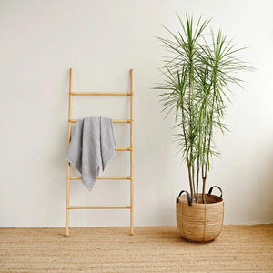 Durable Modern Bamboo <b>Towel</b> Ladder with Versatile Bamboo Material Floor-<b>Standing</b> 4-Step Ladder <b>Towel</b> <b>Rack</b> 50x160cmH Modern - Product Image 5