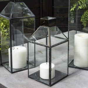 Portavelas, Faroles y Frascos para Velas, Marco de Metal y Vidrio para el Hogar, Decoración Popular Negra para el Hogar, Portavelas Nórdico Personalizado para Velas de Té - Product Image 1