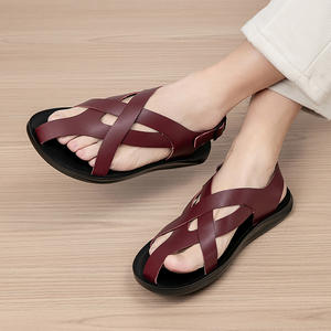 Sandalias Gladiador Tejidas Vintage para Hombre, Primavera 2026, Tacón Bajo, Punta Cuadrada, Zapatos de Playa para Exteriores - Product Image 4