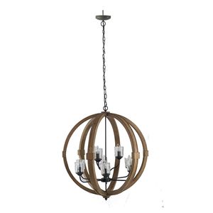 Lampadario in legno a 9 luci con lampadario a catena regolabile lampada pendente per cucina sala da pranzo Foyer ingresso lampadina non - Product Image 4