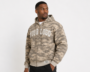 Custom Full Zip <b>Camo</b> <b>Hoodie</b> <b>for</b> <b>Men</b> 100% Cotton Heavyweight Fleece Sweatshirt Camouflage Zip Up <b>Hoodie</b> Oversized <b>Camo</b> Zip Up - Product Image 2