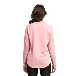 Camiseta de manga larga rosa para mujer, con cuello curvo, estilo casual, holgada, tipo jersey, lisa, básica, para uso diario, túnica a la moda A - Product Image 6