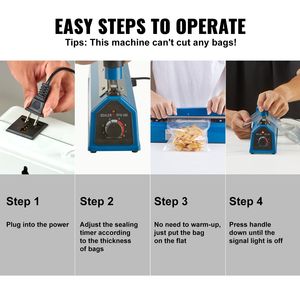 Sellador de impulso de sellado térmico Manual de 12 pulgadas, modo de calentamiento ajustable, sellador de bolsas de envoltura retráctil ABS, máquina de sellado de bolsas de polietileno portátil - Product Image 4