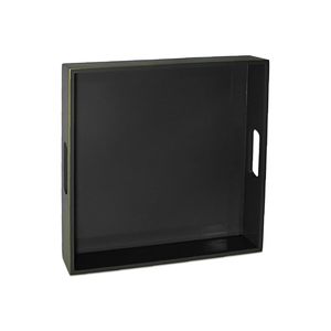 Black Wooden Lacquer Decorative Serving <b>Tray</b> Rectangular Artisan <b>Dinner</b> Plate Glossy Finish for Wedding Home Decor - Product Image 3
