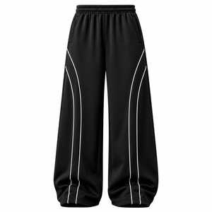 Pantalones Deportivos Jerry Wear para Hombre, de Pierna Ancha y Talla Grande, con Ribete en Contraste, Viscosa/Poliéster, Cintura Elástica, Ligeros, para Invierno - Product Image 2