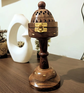 Quemador de incienso árabe de madera especial para Ramadán con soporte de incienso premium de acrílico Medkhan. - Product Image 2