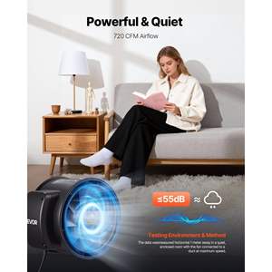 Ventilateur de gaine en ligne de 8 pouces avec contrôleur de vitesse, kit de filtration d'air de 180 CFM, filtre à charbon pour tentes de culture, système de ventilation hydroponique - Product Image 3