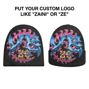 หมวกบีนนี่อะคริลิคถักด้วยคอมพิวเตอร์ ZAINI พรีเมียม สำหรับทุกเพศ 320GSM สีดำ หมวกฤดูหนาว ปักลายตัวอักษร สไตล์ลำลอง สำหรับเล่นสกี - Product Image 1