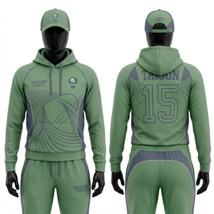 Sudadera con Capucha para Hombre, para Cricket, de Poliéster y Forro Polar, 320 GSM, Color Beige con Panel Dorado, Ropa Deportiva, Personalizable con Nombre y Número, Impresión por Sublimación - Product Image 6