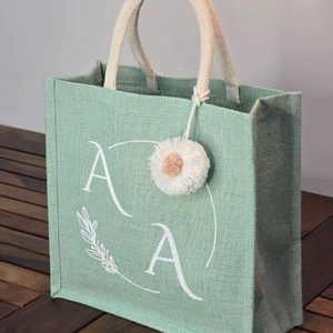 Wholesale Eco Friendly Jute Geometric Pattern Fashion <b>Extra</b> <b>Large</b> Waterproof Shopping Bag Custom OEM Logo <b>Printing</b> for Party Use - Product Image 1