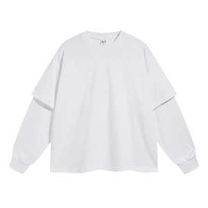 Camiseta de manga larga de doble capa personalizada para hombre, estilo falso de dos piezas, oversize, lisa, estilo urbano - Product Image 5