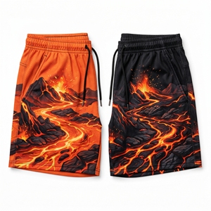 Pantalones cortos de malla con gráfico de rayos de neón personalizados, pantalones cortos deportivos de entrenamiento de baloncesto por sublimación para hombre - Product Image 2