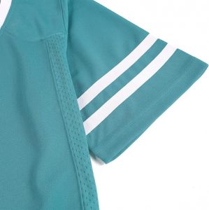 Camiseta Deportiva de Manga Corta con Cuello en V Color Verde Azulado con Rayas Blancas, Camiseta Informal de Poliéster de Secado Rápido para Verano - Product Image 5