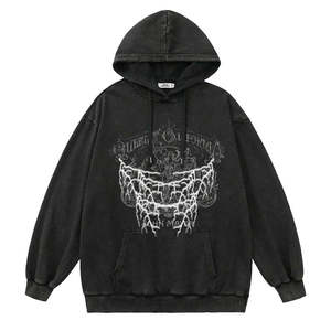 Sudadera con Capucha Oversize de Estilo Techwear para Hombre, Diseño Vintage Urbano, Estampado Gráfico de Rayos Góticos, Estilo Cyberpunk Hip Hop - Product Image 1