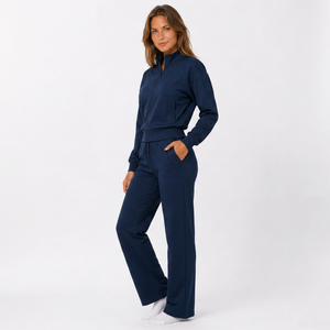 Conjunto deportivo personalizado para mujer, de forro polar grueso, con estampado en relieve, para marcas de ropa urbana estadounidenses, venta al por mayor. - Product Image 2