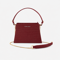Sac à main bandoulière décontracté pour femme en cuir organique motif alligator, avec bandoulière amovible, chaîne et fermeture éclair, 1L, PU Shop