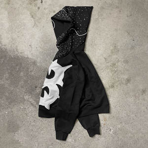 Meilleures ventes – Nouveauté Hiver 2026 – Sweats à capuche épais en polaire pour hommes avec fermeture éclair, motif imprimé et patchs en strass - Product Image 3