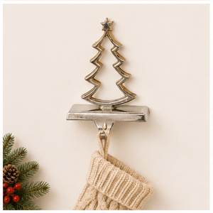 Heavy Duty Silver Metal 3D Christmas Tree <b>Stocking</b> <b>Holder</b> For Mantel Weighted Non-Slip Fireplace Hanger Hook For Holiday Festive - Product Image 2