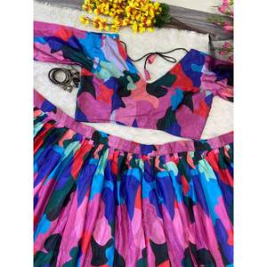 Lehenga Choli à imprimé floral, magnifique vêtement de fête indien et pakistanais - Product Image 4