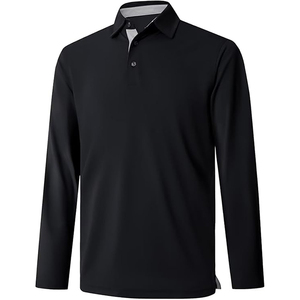 Polo en tricot à manches longues pour homme, couleur unie, style décontracté, bordeaux - Product Image 5