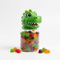 Tarro de dulces OEM con forma de animal, de PET transparente, con tapa de dibujos animados, para gomitas, dulces, aperitivos, de grado alimenticio, capacidad personalizada, Vietnam