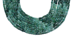 Perles rondes à facettes en émeraude naturelle émeraude ombragée pour la fabrication de bijoux - Product Image 3