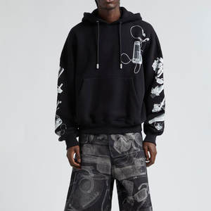 เสื้อฮู้ดดี้ผู้ชายไซส์ใหญ่ ทรงโอเวอร์ไซส์ สวมใส่สบาย ระบายอากาศได้ดี เหมาะสำหรับฤดูหนาว ผลิตจากผ้าฟลีซผสมฝ้าย โพลีเอสเตอร์ พิมพ์ลายด้วยเทคนิคซิลค์สกรีน - Product Image 4