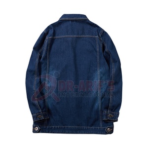 Chaqueta vaquera de invierno personalizada para hombre, chaqueta vaquera gruesa cálida con forro de lana de corte europeo, chaqueta vaquera azul oscuro - Product Image 3