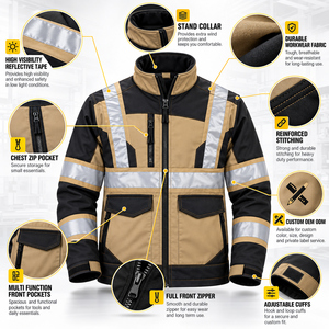 Veste de sécurité haute visibilité, veste de travail réfléchissante, imperméable, coupe-vent, vêtements de protection pour travaux routiers et extérieurs - Product Image 6