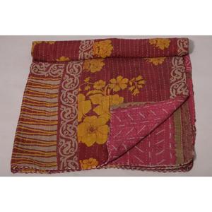 Vintage Cotton Kantha <b>Quilt</b> Indian Printed Reversible Kantha <b>Throw</b> Bedding <b>Throw</b> - Product Image 4